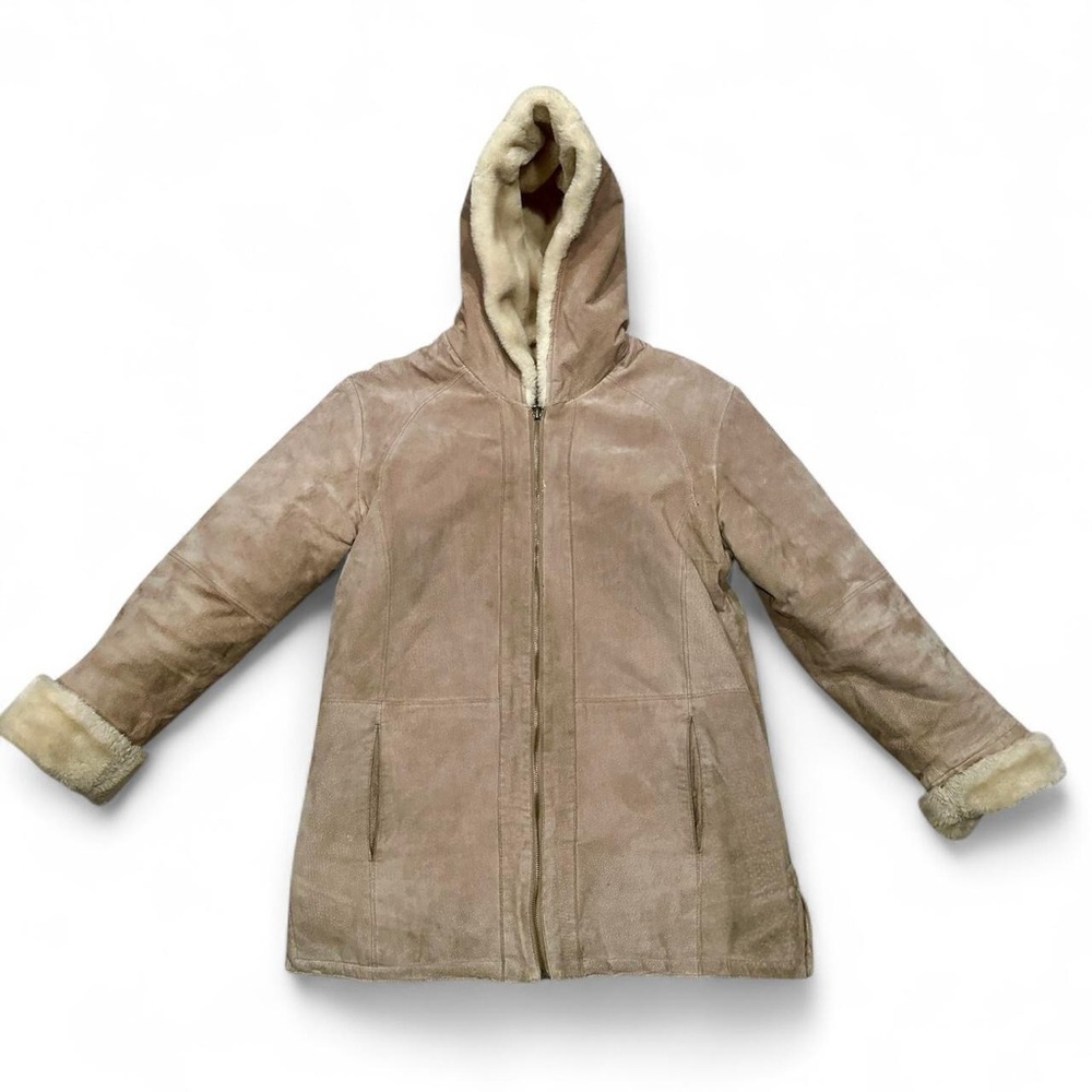 St. John’s Bay Genuine Leather Suede Jacket Lined with Faux Fur Size Medium